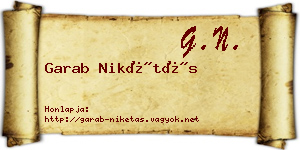 Garab Nikétás névjegykártya